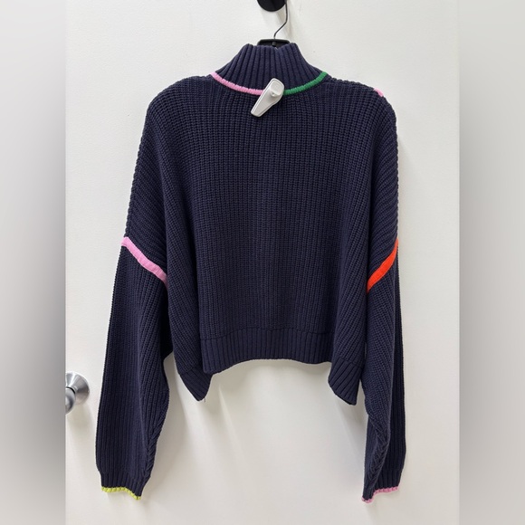 STAUD Cropped Hampton Navy Multicolor Sweater - Picture 8 of 10